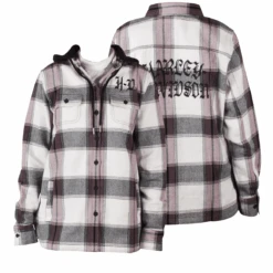 Harley Davidson Harley-Davidson Women's H-D Cream Purple Plaid Hooded L/S Shirt Jacket