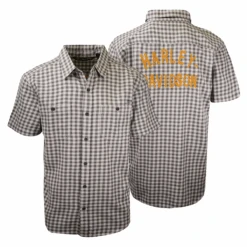 Harley Davidson Harley-Davidson Men's Grey Brown Plaid S/S Woven Shirt