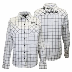 Harley Davidson Harley-Davidson Women's White Black Check L/S Woven Shirt (S02)