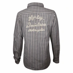 Harley Davidson Harley-Davidson Women's Grey Blue Plaid L/S Woven Shirt -Harley Davidson Shop 169c67ad 5072 5ae0 8929 9b34c5f7d2ca