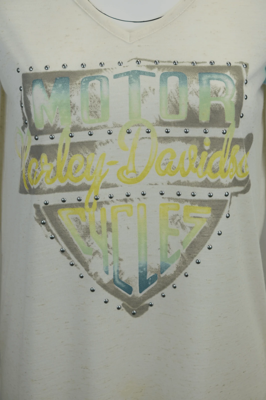 Harley Davidson Harley-Davidson Women's Aquamarine Cream Two Tone Tie Up S/S T-Shirt 6 Harley Davidson Harley-Davidson Women's Aquamarine Cream Two Tone Tie Up S/S T-Shirt - Image 4