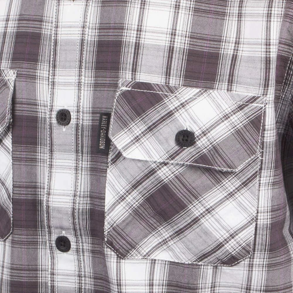 Harley Davidson Harley-Davidson Men's Purple White Plaid Amplifier S/S Woven Shirt (S34) 8 Harley Davidson Harley-Davidson Men's Purple White Plaid Amplifier S/S Woven Shirt (S34) - Image 6