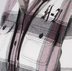 Harley Davidson Harley-Davidson Women's H-D Cream Purple Plaid Hooded L/S Shirt Jacket -Harley Davidson Shop 21cdf7d0 635f 5a8e 87fc bb882117470f