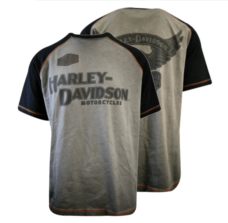 Harley Davidson Harley-Davidson Men's T-Shirt Grey Black Iron Bond Raglan Short Sleeve (S58) 3 Harley Davidson Harley-Davidson Men's T-Shirt Grey Black Iron Bond Raglan Short Sleeve (S58)