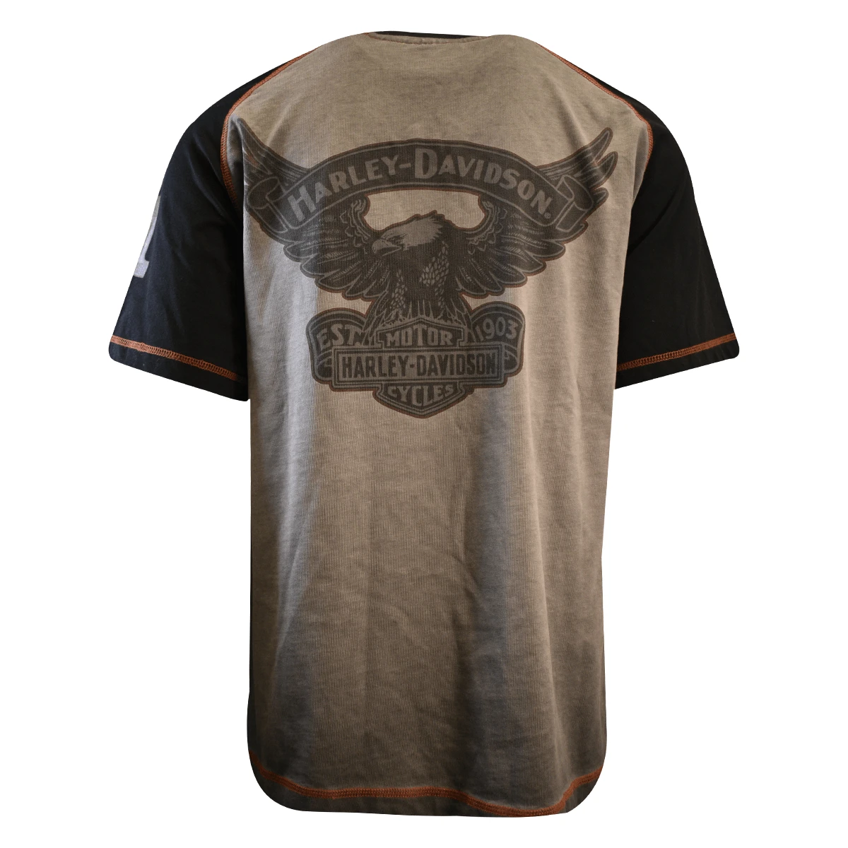 Harley Davidson Harley-Davidson Men's T-Shirt Grey Black Iron Bond Raglan Short Sleeve (S58) 6 Harley Davidson Harley-Davidson Men's T-Shirt Grey Black Iron Bond Raglan Short Sleeve (S58) - Image 4