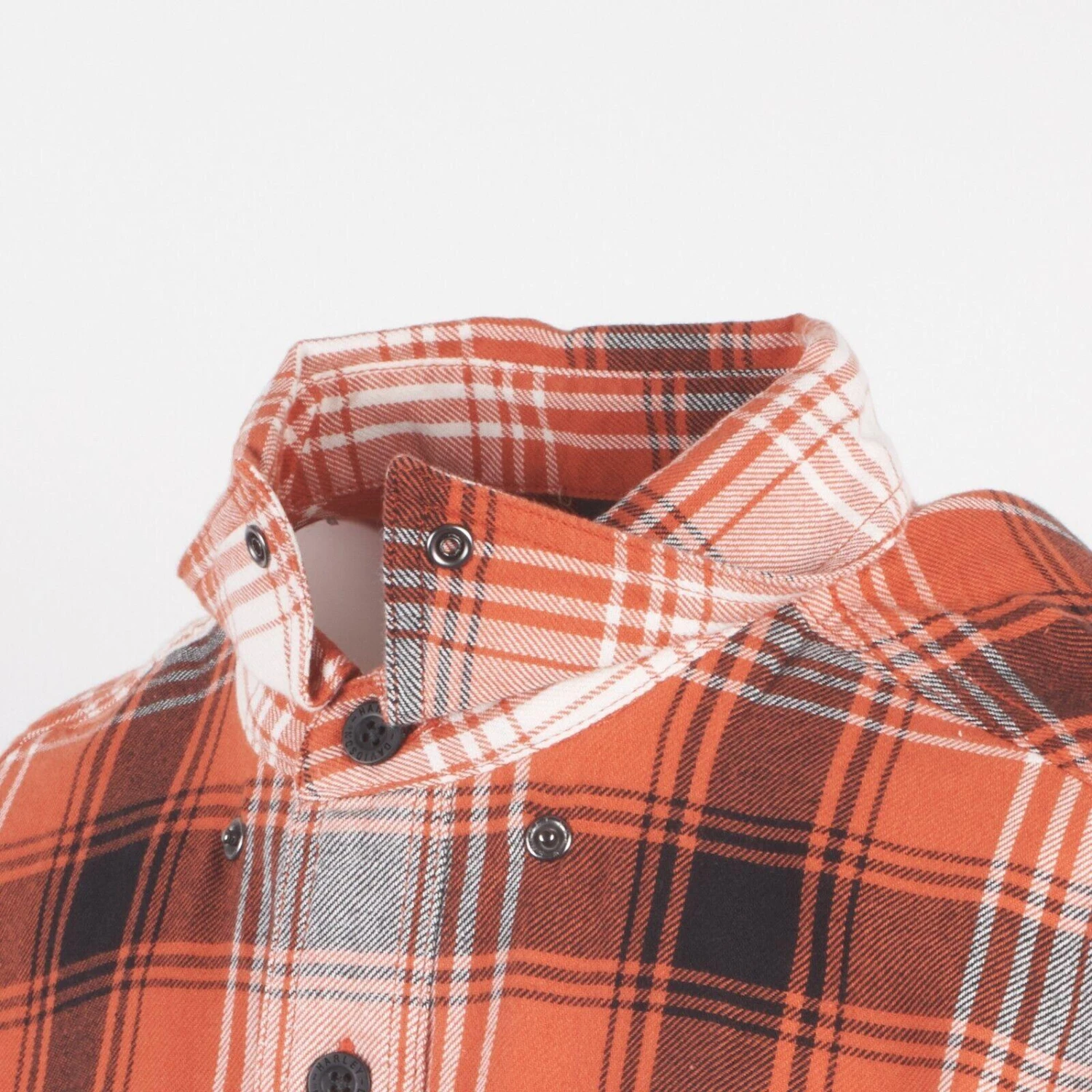 Harley Davidson Harley-Davidson Men's Orange Black White Plaid Special Oil S/S Woven Shirt (S33) 9 Harley Davidson Harley-Davidson Men's Orange Black White Plaid Special Oil S/S Woven Shirt (S33) - Image 7