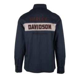 Harley Davidson Harley-Davidson Men's Arched Graphic Colorblock Mechanics L/S Woven Shirt (S45) -Harley Davidson Shop 26200bec e3aa 5398 92ba 381e6f9f3918