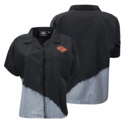 Harley Davidson Harley-Davidson Women's Black Diagonal Paint S/S Woven Shirt (S02)
