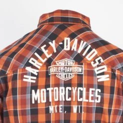 Harley Davidson Harley-Davidson Men's Orange Black Plaid MKE S/S Woven Shirt (S45) 15 Harley Davidson Harley-Davidson Men's Orange Black Plaid MKE S/S Woven Shirt (S45) -Harley Davidson Shop 2973fd76 34eb 5201 a5f4 b3ad88a70371