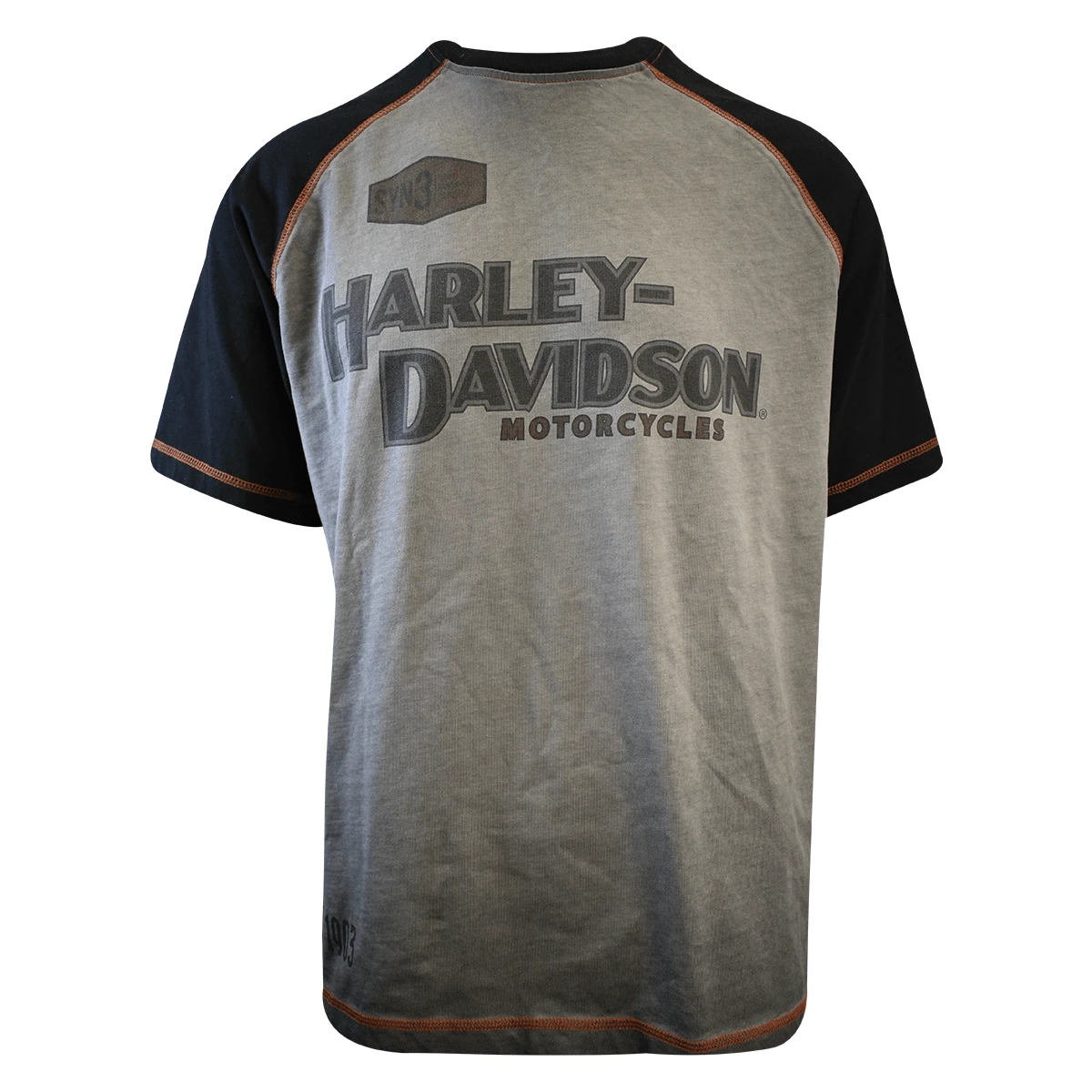 Harley Davidson Harley-Davidson Men's T-Shirt Grey Black Iron Bond Raglan Short Sleeve (S58) 4 Harley Davidson Harley-Davidson Men's T-Shirt Grey Black Iron Bond Raglan Short Sleeve (S58) - Image 2