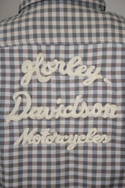 Harley Davidson Harley-Davidson Women's Grey Blue Plaid L/S Woven Shirt -Harley Davidson Shop 2f1751f4 9212 5d18 a40c d06a5ca35646
