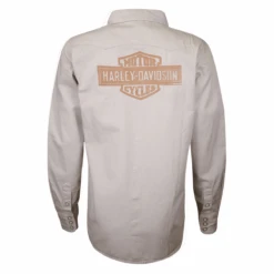 Harley Davidson Harley-Davidson Women's Beige 1903 L/S Woven Shirt (S17) -Harley Davidson Shop 3023337e 89de 5dd9 aa4f d8e71166e8fa