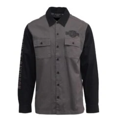 Harley Davidson Harley-Davidson Men's Black Pearl Mechanic Colorblocked L/S Woven Shirt (S53B)