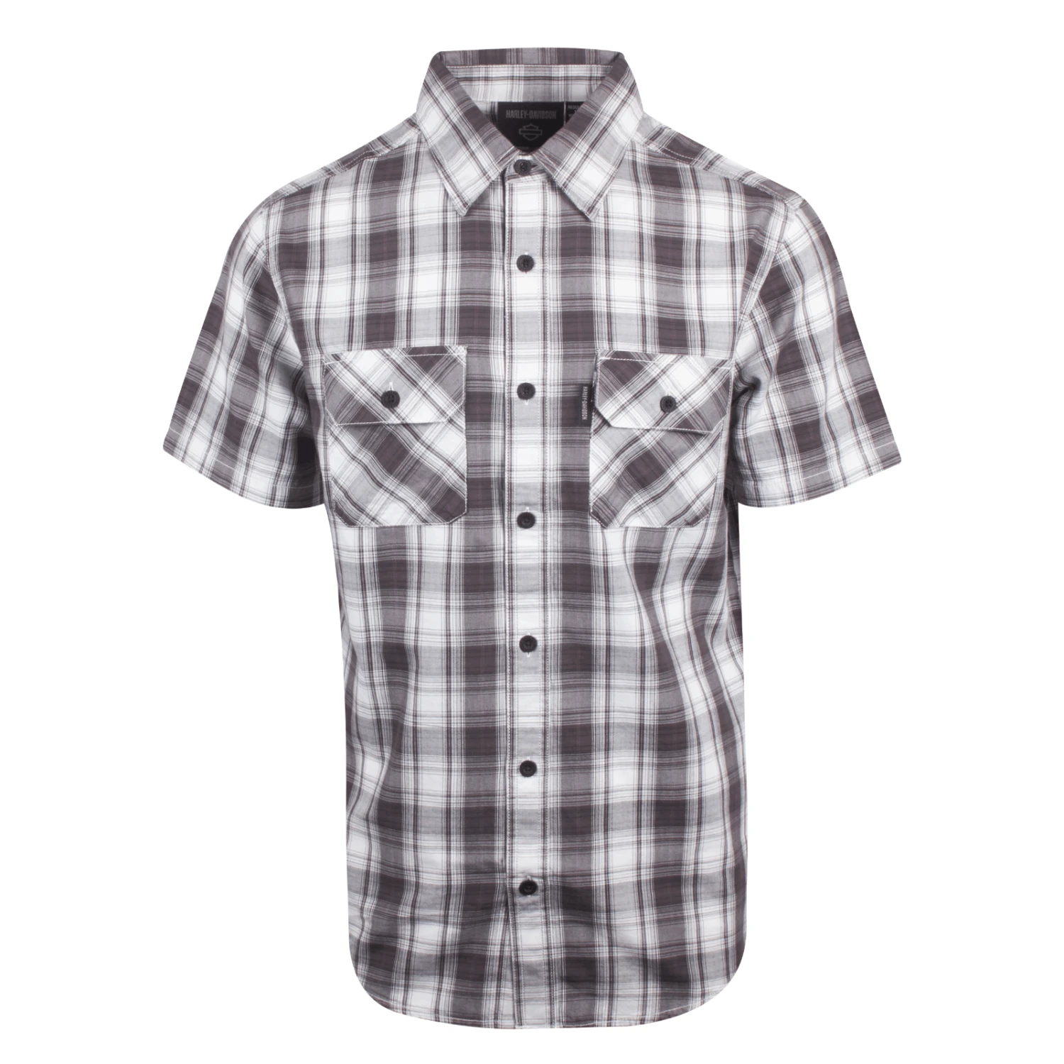 Harley Davidson Harley-Davidson Men's Purple White Plaid Amplifier S/S Woven Shirt (S34) 4 Harley Davidson Harley-Davidson Men's Purple White Plaid Amplifier S/S Woven Shirt (S34) - Image 2