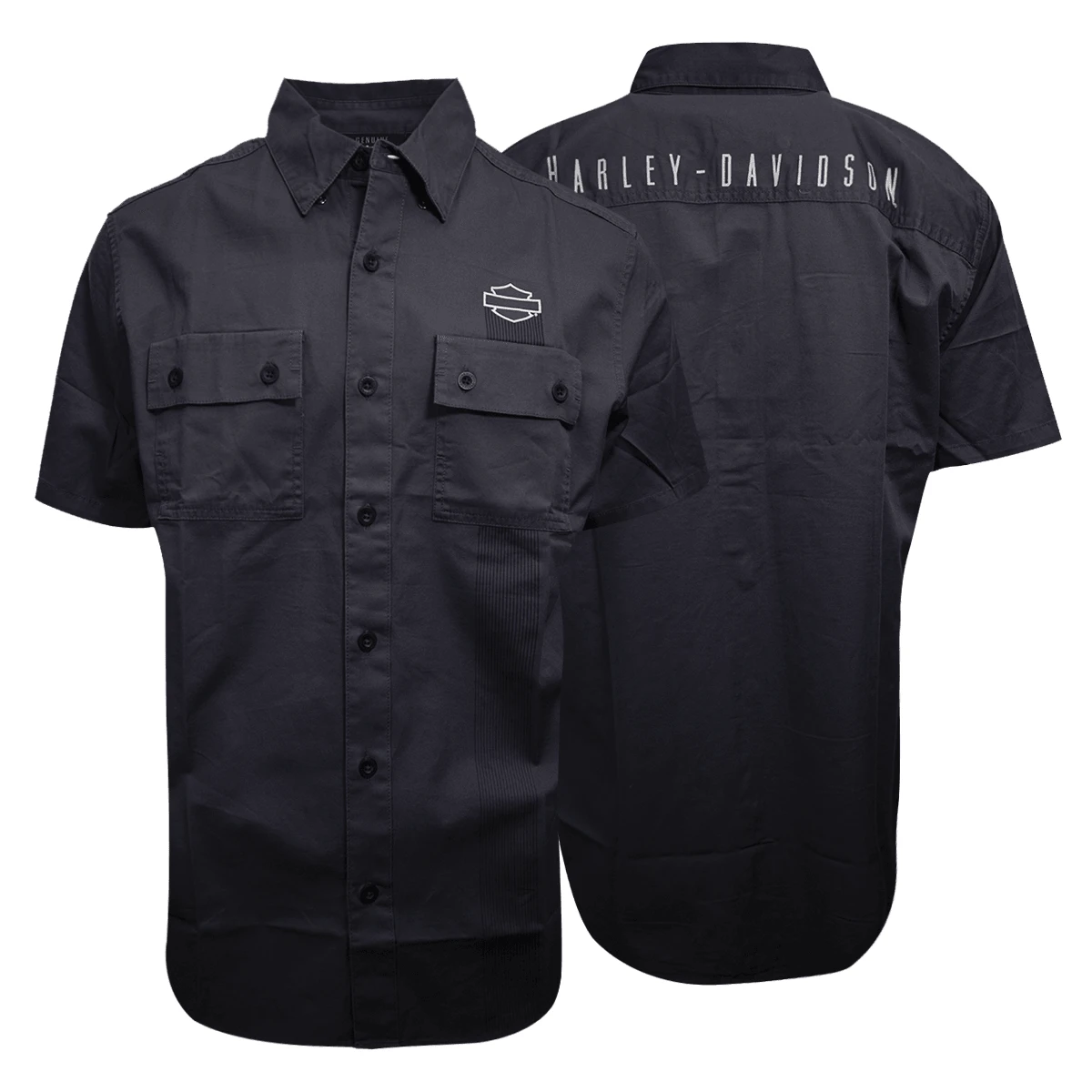 Harley Davidson Harley-Davidson Men's Essential Grey S/S Woven Shirt (S01) 3 Harley Davidson Harley-Davidson Men's Essential Grey S/S Woven Shirt (S01)