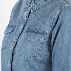 Harley Davidson Harley-Davidson Women's Light Indigo Artist Drive H-D ADV L/S Denim Shirt (S07A) -Harley Davidson Shop 4381f3e3 b61e 5a40 aea3 b157b89dbe76