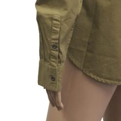 Harley Davidson Harley-Davidson Women's Olive Green Shoulder Stud Denim L/S Woven Shirt -Harley Davidson Shop 43c40178 be6f 5fcc a15d d2f106e25c3c