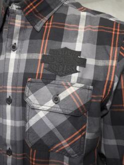 Harley Davidson Harley-Davidson Men's Charcoal Red Plaid L/S Woven Shirt (S08) -Harley Davidson Shop 4634f255 bbfd 56ac 90b4 84b2160518c7