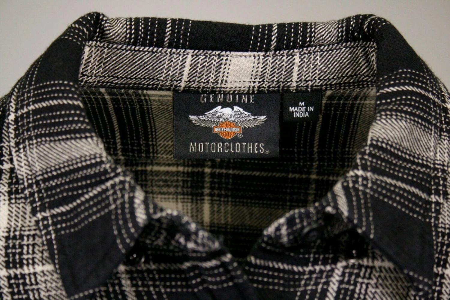 Harley Davidson Harley-Davidson Men's Sage Grey Black Plaid L/S Woven Shirt (S14) 8 Harley Davidson Harley-Davidson Men's Sage Grey Black Plaid L/S Woven Shirt (S14) - Image 6