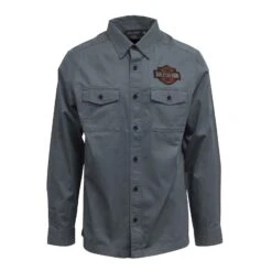Harley Davidson Harley-Davidson Men's Stormy Weather Bar & Shield L/S Woven Shirt (S52A)