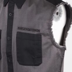 Harley Davidson Harley-Davidson Men's Willie G Skull Blowout Button Down Sleeveless Vest -Harley Davidson Shop 5119a662 884b 56e1 b4fa fdaf323c1709