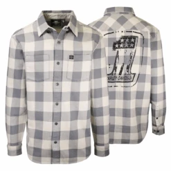 Harley Davidson Harley-Davidson Men's No. 1 Grey Cream Plaid L/S Woven Shirt (S40) 14 Harley Davidson Harley-Davidson Men's No. 1 Grey Cream Plaid L/S Woven Shirt (S40) -Harley Davidson Shop 53