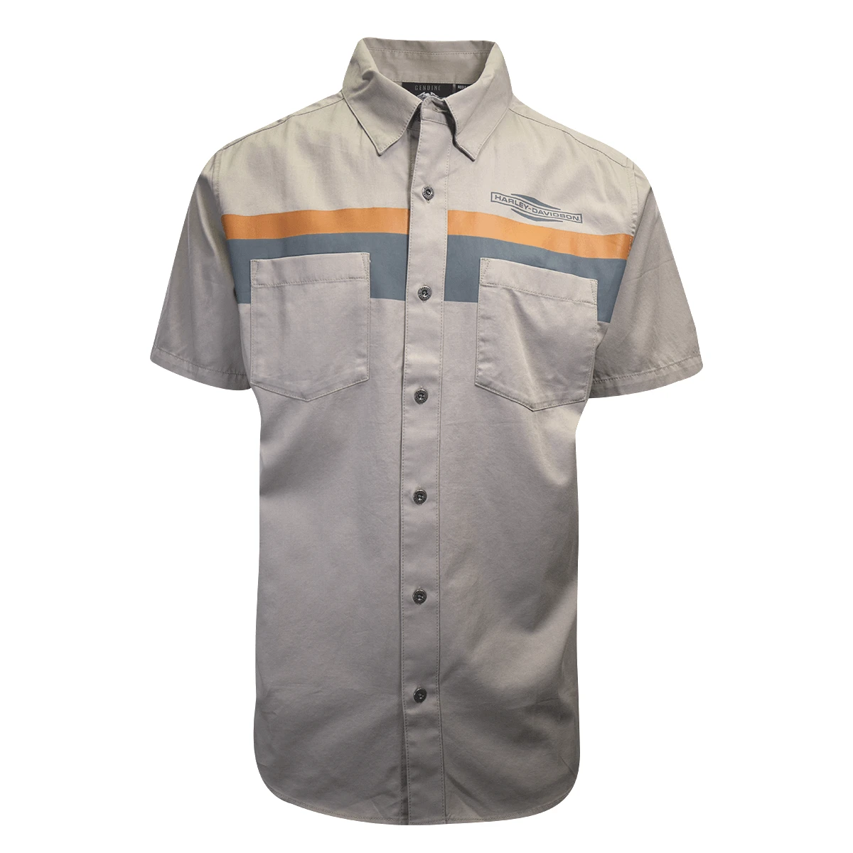 Harley Davidson Harley-Davidson Men's Khaki Sport Lines S/S Woven Shirt (S17) 3 Harley Davidson Harley-Davidson Men's Khaki Sport Lines S/S Woven Shirt (S17)