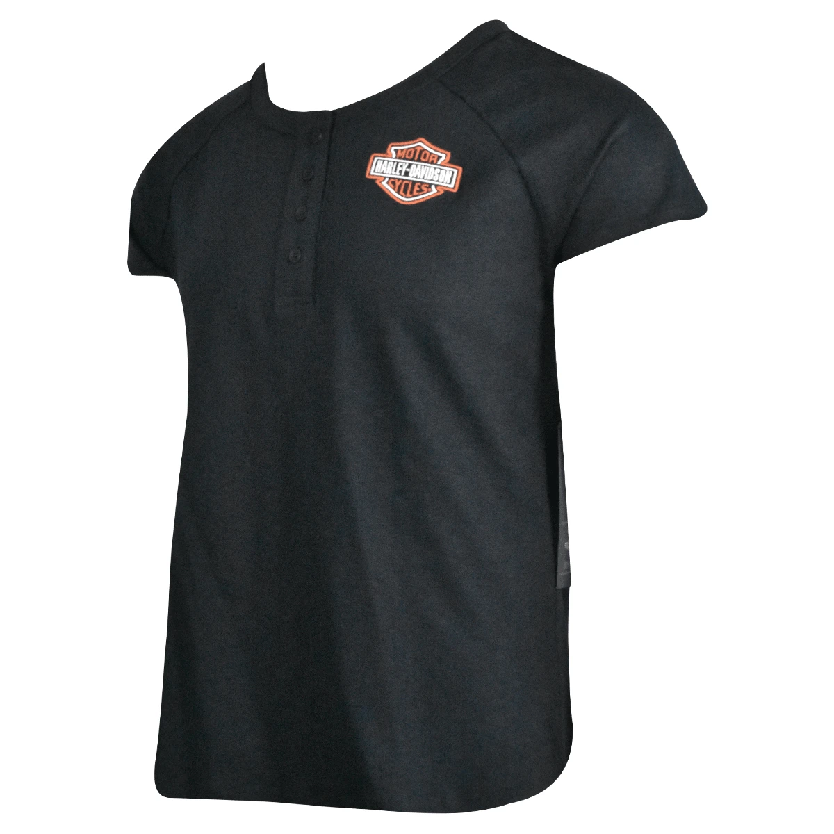 Harley Davidson Harley-Davidson Women's T-Shirt Black 4 Button Henley (S24) 5 Harley Davidson Harley-Davidson Women's T-Shirt Black 4 Button Henley (S24) - Image 3