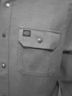 Harley Davidson Harley-Davidson Men's Solid Grey Snap On Button L/S Woven Shirt (S10) -Harley Davidson Shop 597a8159 f39f 5946 b025 eef1af55e6d1