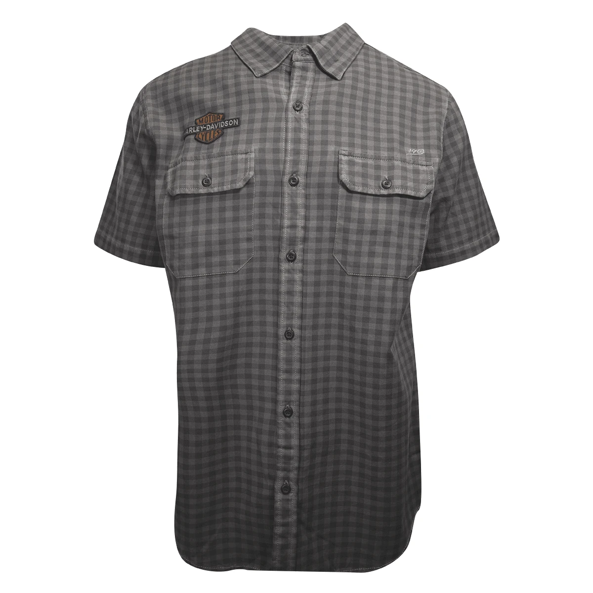 Harley Davidson Harley-Davidson Men's Charcoal Grey Mini Box Plaid S/S Woven Shirt (S18) 3 Harley Davidson Harley-Davidson Men's Charcoal Grey Mini Box Plaid S/S Woven Shirt (S18)