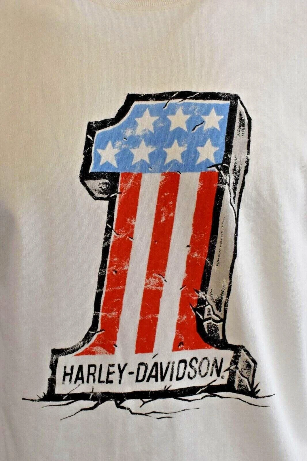 Harley Davidson Harley-Davidson Men's T-Shirt Ivory #1 American Flag Tee (S87) 5 Harley Davidson Harley-Davidson Men's T-Shirt Ivory #1 American Flag Tee (S87) - Image 4