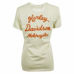 Harley Davidson Harley-Davidson Women's T-Shirt Cream V-Neck Relaxed Fit Logo Tee (S15) -Harley Davidson Shop 5fb57c9f 202c 52d5 8802 3bd1c56961f7