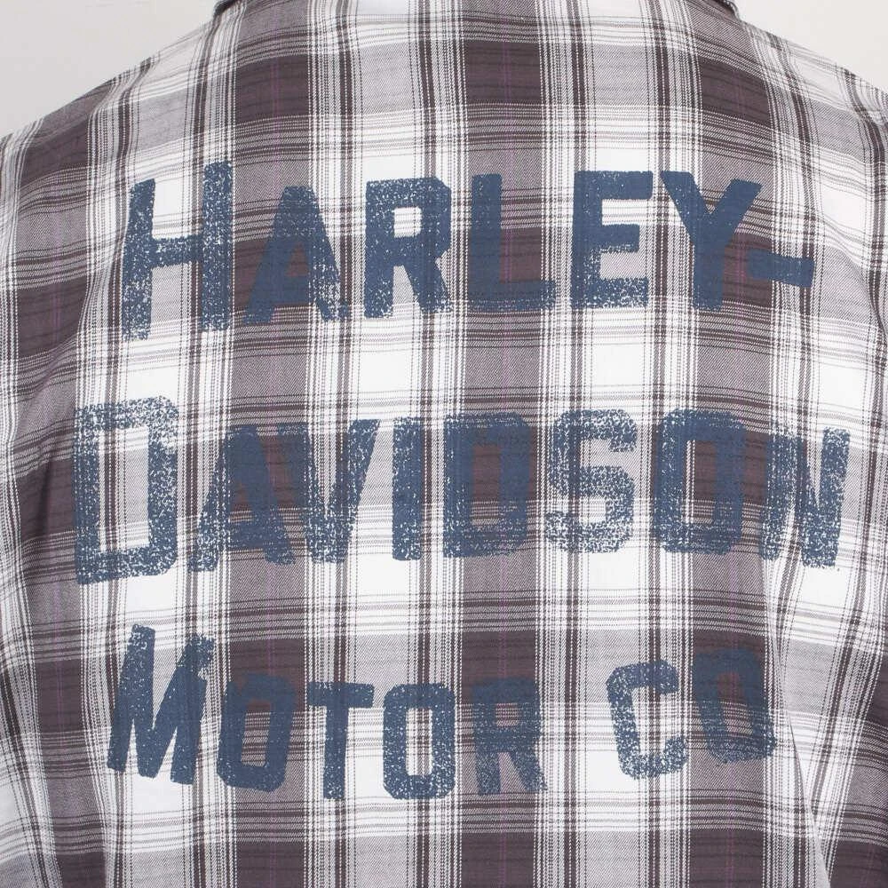 Harley Davidson Harley-Davidson Men's Purple White Plaid Amplifier S/S Woven Shirt (S34) 9 Harley Davidson Harley-Davidson Men's Purple White Plaid Amplifier S/S Woven Shirt (S34) - Image 7