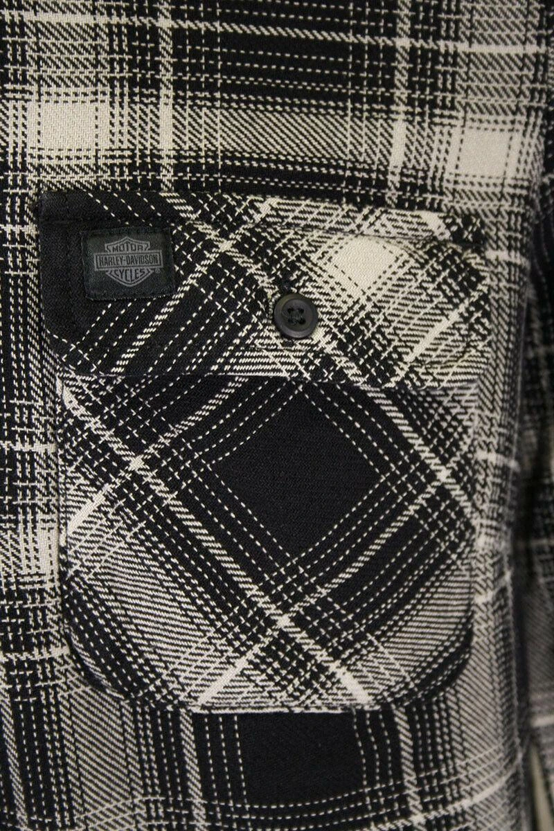 Harley Davidson Harley-Davidson Men's Sage Grey Black Plaid L/S Woven Shirt (S14) 6 Harley Davidson Harley-Davidson Men's Sage Grey Black Plaid L/S Woven Shirt (S14) - Image 4