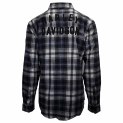 Harley Davidson Harley-Davidson Men's Blue White Black Plaid L/S Woven Shirt (S02) -Harley Davidson Shop 687036c7 8bf1 534d b1da 771a563ff0e7