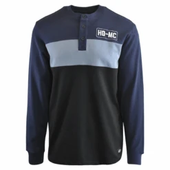Harley Davidson Harley-Davidson Men's Henley T-Shirt Navy Blue Colorblock HD-MC Long Sleeve