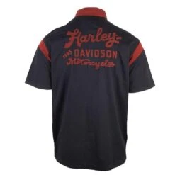 Harley Davidson Harley-Davidson Men's Black Red Moto Club S/S Woven Shirt (S44) -Harley Davidson Shop 6f6d4d9a 278b 5882 b468 570f89f5852a