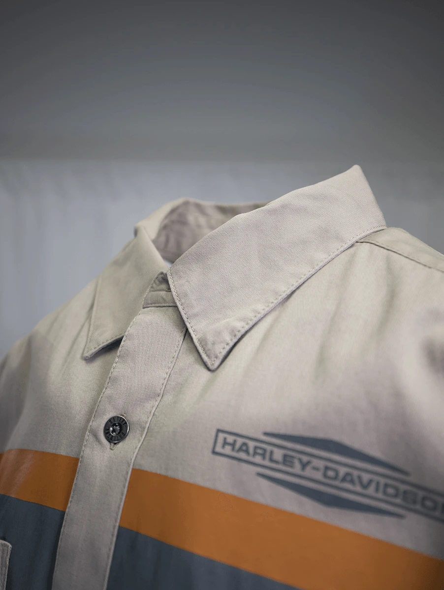 Harley Davidson Harley-Davidson Men's Khaki Sport Lines S/S Woven Shirt (S17) 9 Harley Davidson Harley-Davidson Men's Khaki Sport Lines S/S Woven Shirt (S17) - Image 7