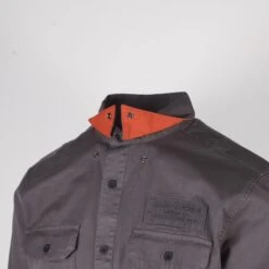 Harley Davidson Harley-Davidson Men's Steel Blue Stencil L/S Woven Shirt (S46) -Harley Davidson Shop 79430c11 0831 5a36 93eb 2ab0daa4d21d