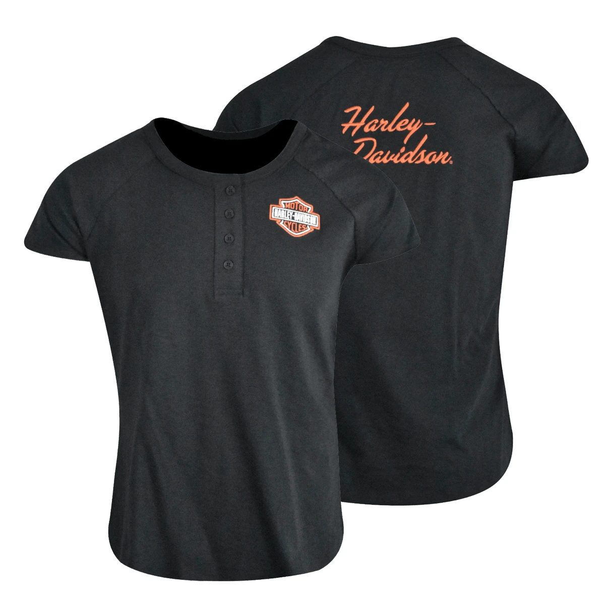 Harley Davidson Harley-Davidson Women's T-Shirt Black 4 Button Henley (S24) 3 Harley Davidson Harley-Davidson Women's T-Shirt Black 4 Button Henley (S24)