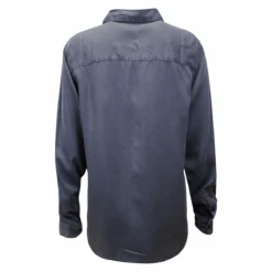 Harley Davidson Harley-Davidson Women's Solid Grey Vertical Text L/S Woven Shirt (S04) -Harley Davidson Shop 7cf9e856 ce05 5180 8218 819d6c83b66c