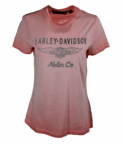 Harley Davidson Harley-Davidson Women's T-Shirt Pink Antique Street Faded Inside Out Print (S11)
