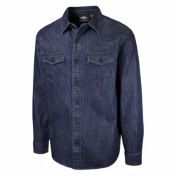 Harley Davidson Harley-Davidson Men's Navy Denim L/S Woven Shirt (S41) -Harley Davidson Shop 808a71a5 6482 5dd9 a79c 3c0d4adc3f1d