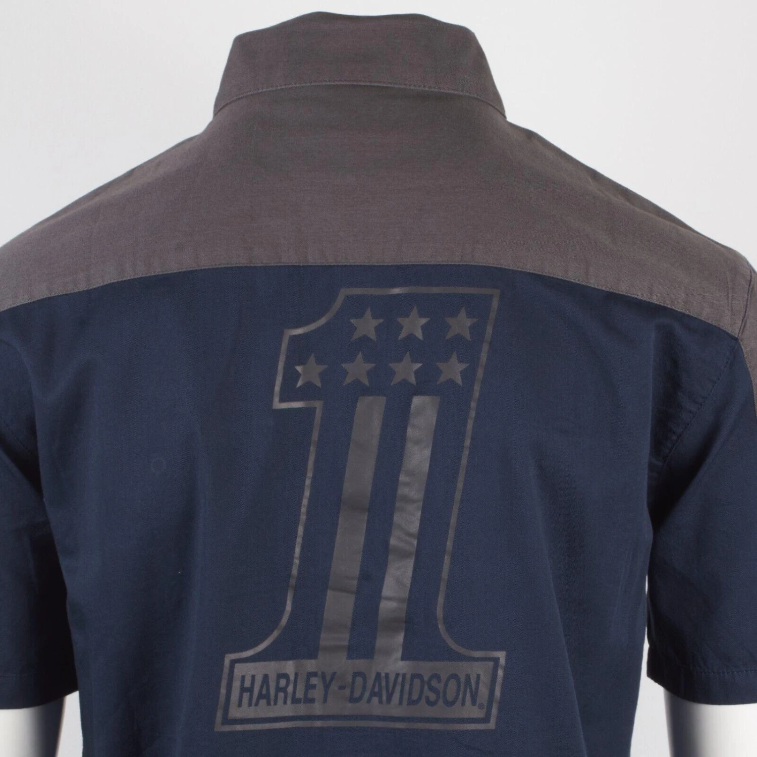 Harley Davidson Harley-Davidson Men's Grey Blue Two Tone #1 Mechanic S/S Woven Shirt (S42) 9 Harley Davidson Harley-Davidson Men's Grey Blue Two Tone #1 Mechanic S/S Woven Shirt (S42) - Image 7