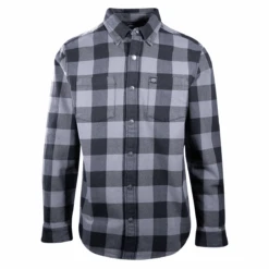 Harley Davidson Harley-Davidson Men's Blue Grey Black Plaid Snap On Button L/S Woven Shirt (S16)