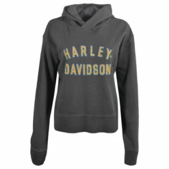 Harley Davidson Harley-Davidson Women's Hoodie Blackened Pearl Racer Font Neck Pullover (S04)