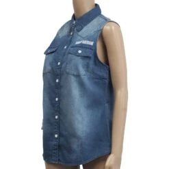 Harley Davidson Harley-Davidson Women's Geometric Pattern Denim Sleeveless Vest 10 Harley Davidson Harley-Davidson Women's Geometric Pattern Denim Sleeveless Vest -Harley Davidson Shop 8939b672 3d64 5c6c bd44 00c6c9e3a958
