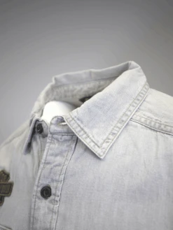 Harley Davidson Harley-Davidson Men's Grey Denim L/S Woven Shirt (S05) -Harley Davidson Shop 8c057724 c8d9 5666 82ed 9a4b605fa0c3