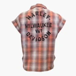 Harley Davidson Harley-Davidson Women's Red Orange Ombre Plaid S/S Woven Shirt Vest (S03) -Harley Davidson Shop 96dad012 0200 5388 803b 4371b6336fb9
