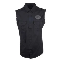 Harley Davidson Harley-Davidson Men's Sturgis Bar & Shield Blowout Button Down Sleeveless Vest